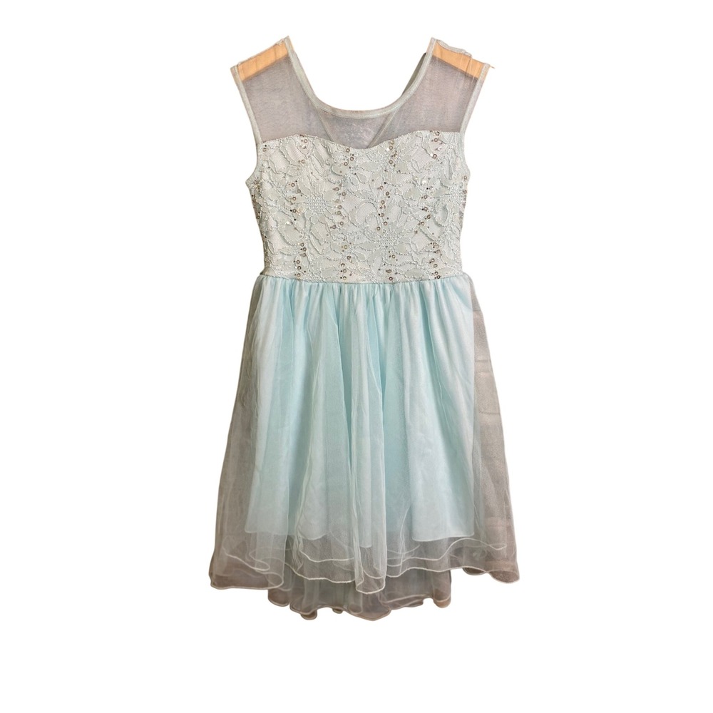 Speechless Girls Size 8 Mint Lace Tulle High Low Formal Party Dress